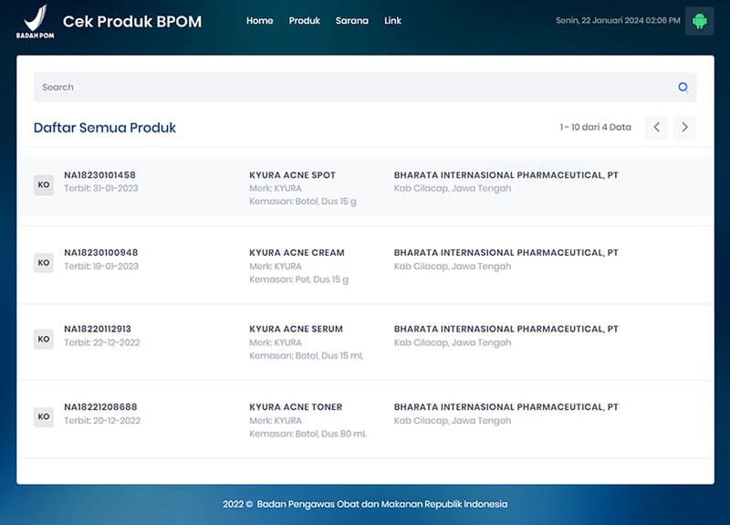 landing page bpom